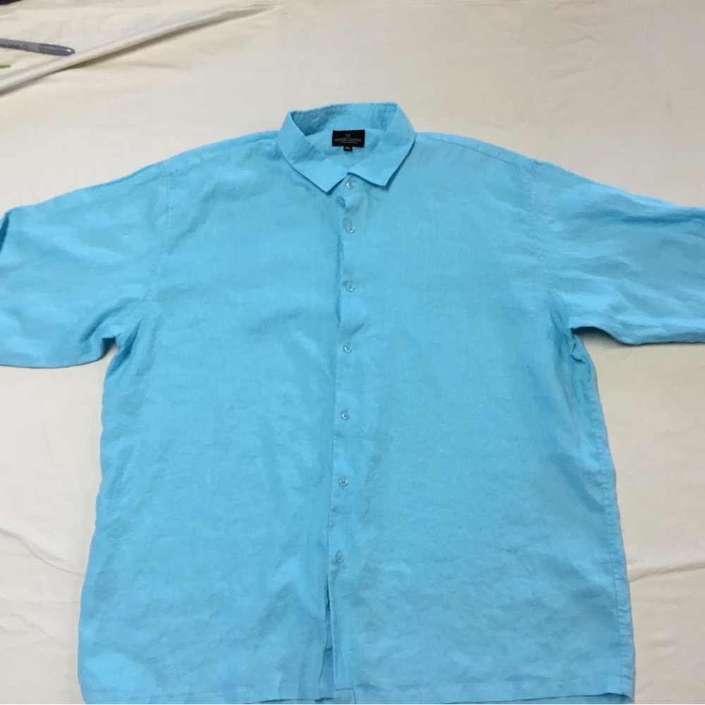 Modelcloth, Sea Foam Long Sleeve 100% Linen, EUC